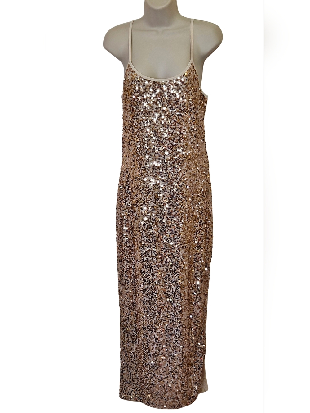 Grace Karin Sleeveless Gold Sequin Formal Gown,Size 8